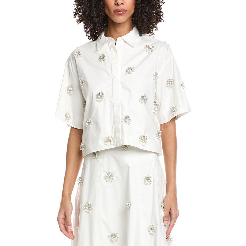 Simkhai Womens Cosmo Camp Shirt, White